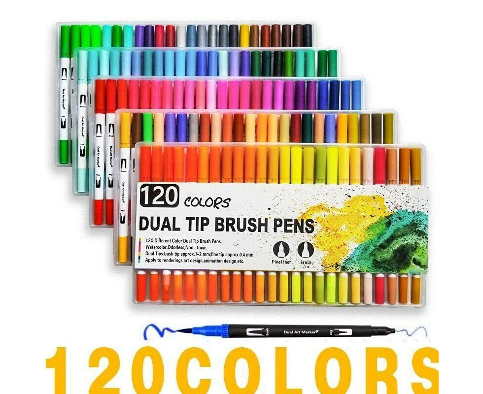 12-120 Color Art marker Watercolor Pen Brush Markers Dual Tip
