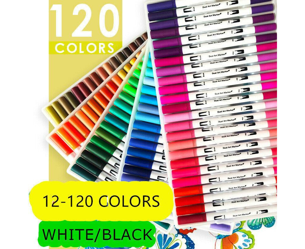 12-120 Color Art marker Watercolor Pen Brush Markers Dual Tip