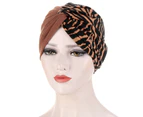 Fufu Knot Headscarf Splicing Design Multiple Functions Headwear Solid Protective Pattern Knot Head Wrap for Taking Shower-Coffee