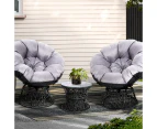 Gardeon Outdoor Lounge Setting Furniture Wicker Papasan Chairs Table Patio Black