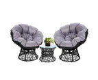 Gardeon Outdoor Lounge Setting Furniture Wicker Papasan Chairs Table Patio Black