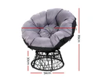 Gardeon Outdoor Lounge Setting Furniture Wicker Papasan Chairs Table Patio Black