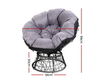 Gardeon Outdoor Lounge Setting Furniture Wicker Papasan Chairs Table Patio Grey