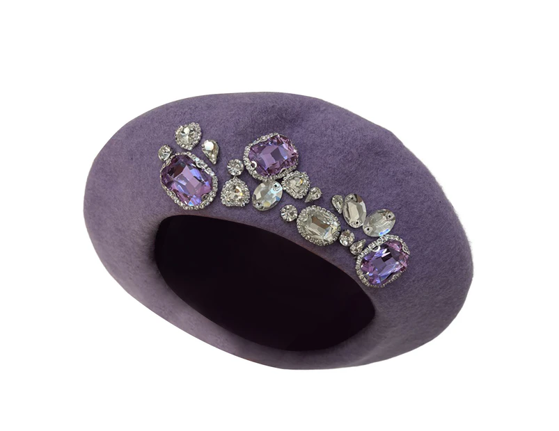 Fufu Women Beret Thick Brimless Decorative Keep Warm Headwear Women Painter Hat Beanie Cap-Light Purple One Size
