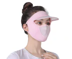 Fufu Wide Brim Breathable Holes Cycling Headgear with Ear Loop Ice-silk Face Cover Outdoor Sports Headwear Outdoor Supplier -Pink One Size