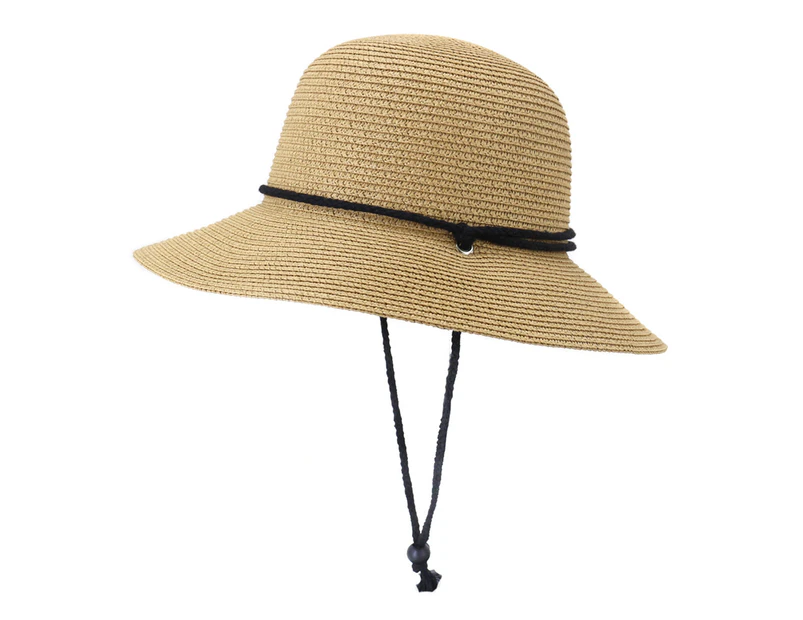 Fufu Sunproof Sun Hat Sunshade Straw Wide Brim Sun Visor Cap Fashion Accessories -Khaki