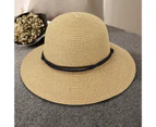 Fufu Sunproof Sun Hat Sunshade Straw Wide Brim Sun Visor Cap Fashion Accessories -Khaki