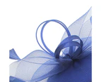 Fufu Tea Party Headwear Flower Shape Net Yarn Vintage Multipurpose Feathers Headwear for Cocktail Party-Blue