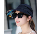 Fufu Women Cap Leaf Print Sun Protection Lightweight Good-looking Women Sun Hat for Running-Black