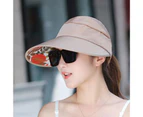 Fufu Women Cap Leaf Print Sun Protection Lightweight Good-looking Women Sun Hat for Running-Khaki