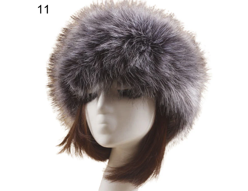 Fufu Women Hat Solid Color Faux Fur Headwear Brimless Empty Top Hat for Skiing- 11