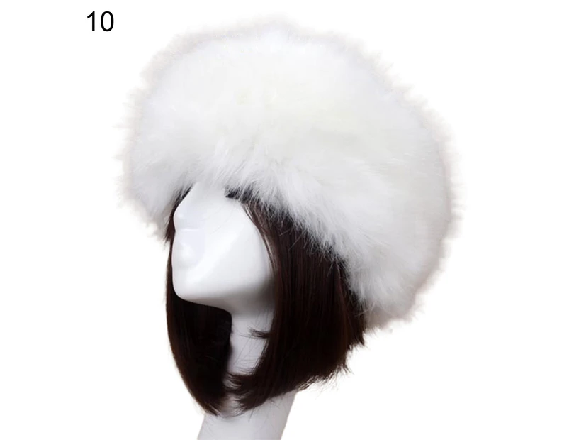 Fufu Women Hat Solid Color Faux Fur Headwear Brimless Empty Top Hat for Skiing- 10