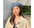 Fufu Vintage Women Girl Autumn Winter Solid Color Warm Woolen Beret Hat Cap Gift-Beige