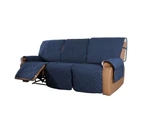 Recliner Sofa Cover with Pocket, Slipcovers Reversible Washable Elastic Adjustable Strap for home(3 Seater,Navy）