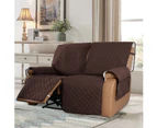 Recliner Sofa Cover with Pocket, Slipcovers Reversible Washable Elastic Adjustable Strap for home(2 Seater ,Brown)