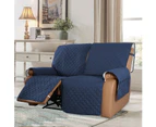 Recliner Sofa Cover with Pocket, Slipcovers Reversible Washable Elastic Adjustable Strap for home(2 Seater,Navy)