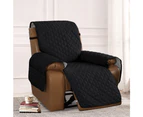 Recliner Sofa Cover with Pocket, Slipcovers Reversible Washable Elastic Adjustable Strap for home(1 Seater,Black）