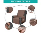 Recliner Sofa Cover with Pocket, Slipcovers Reversible Washable Elastic Adjustable Strap for home(1 Seater, Brown)