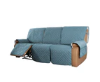 Recliner Sofa Cover with Pocket, Slipcovers Reversible Washable Elastic Adjustable Strap for home(3 Seater, Stone Blue）