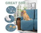 Recliner Sofa Cover with Pocket, Slipcovers Reversible Washable Elastic Adjustable Strap for home(3 Seater, Stone Blue）