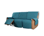 Recliner Sofa Cover with Pocket, Slipcovers Reversible Washable Elastic Adjustable Strap for home(3 Seater,Teal）