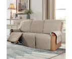 Recliner Sofa Cover with Pocket, Slipcovers Reversible Washable Elastic Adjustable Strap for home(3 Seater,Sand）