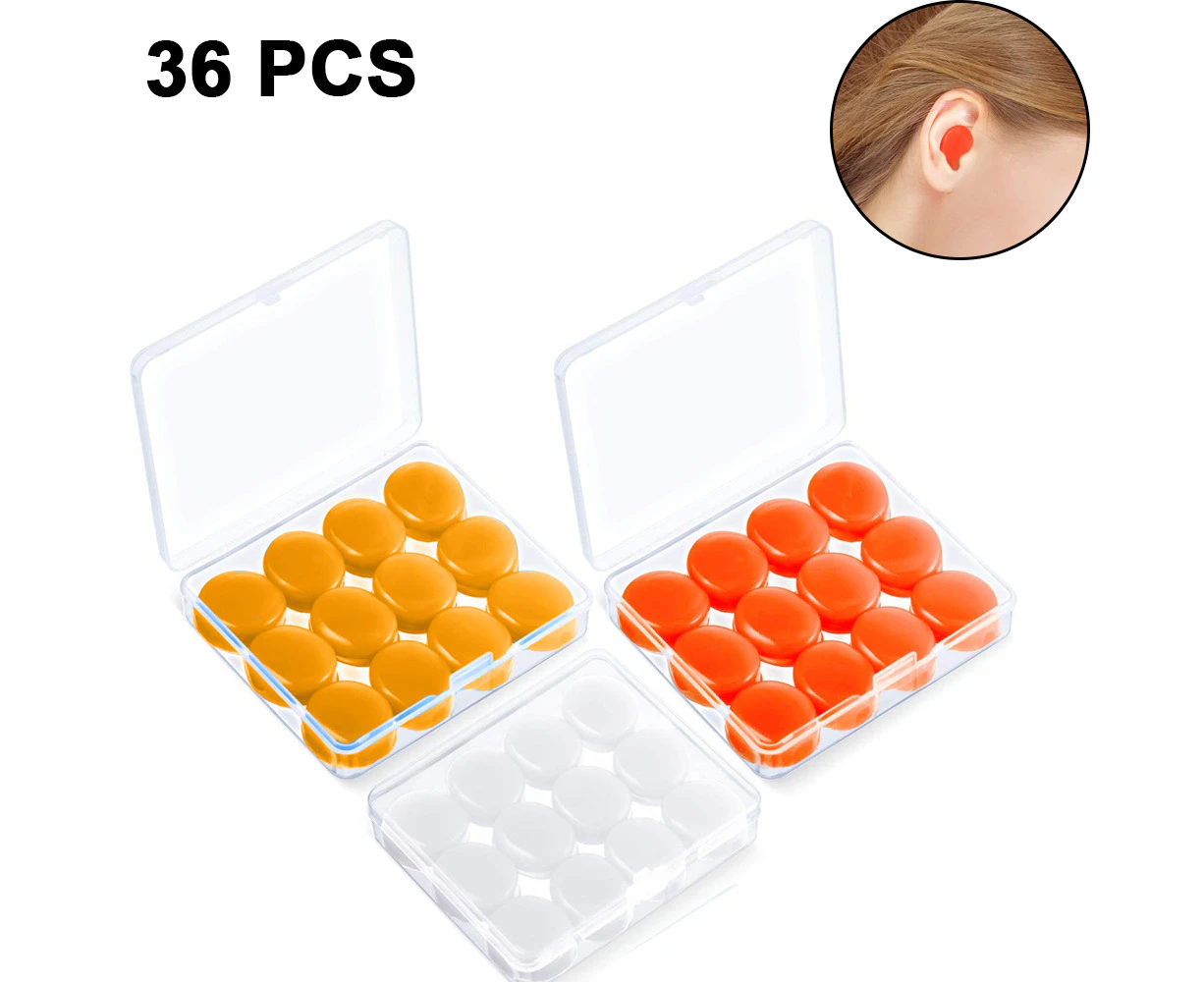 Ear Plugs for Sleeping Soft Reusable Moldable Silicone Earplugs Noise Cancelling Earplugs Sound Blocking Ear Plugs with Case for Swimming, Concert Airplane - White+orange+red