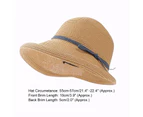 Fufu Women Sun Hat Solid Color String Decor Foldable Curled Edge Sunshade Short Brim Lady Fisherman Hat Headwear -Khaki