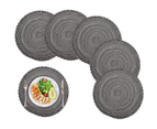 Round Placemats, Set of 6 Round Woven Placemats Heat Resistant Braided Non-Slip Washable Placemats and Coasters
