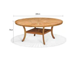 Outdoor Solomon 1.8M Round Teak Timber Outdoor Dining Table With Lazy Susan - Teak Timber - Outdoor Teak Tables