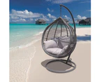 Oceana Outdoor Hanging Egg Chair In Slate Grey With Stand - Slate Grey - Egg Chairs