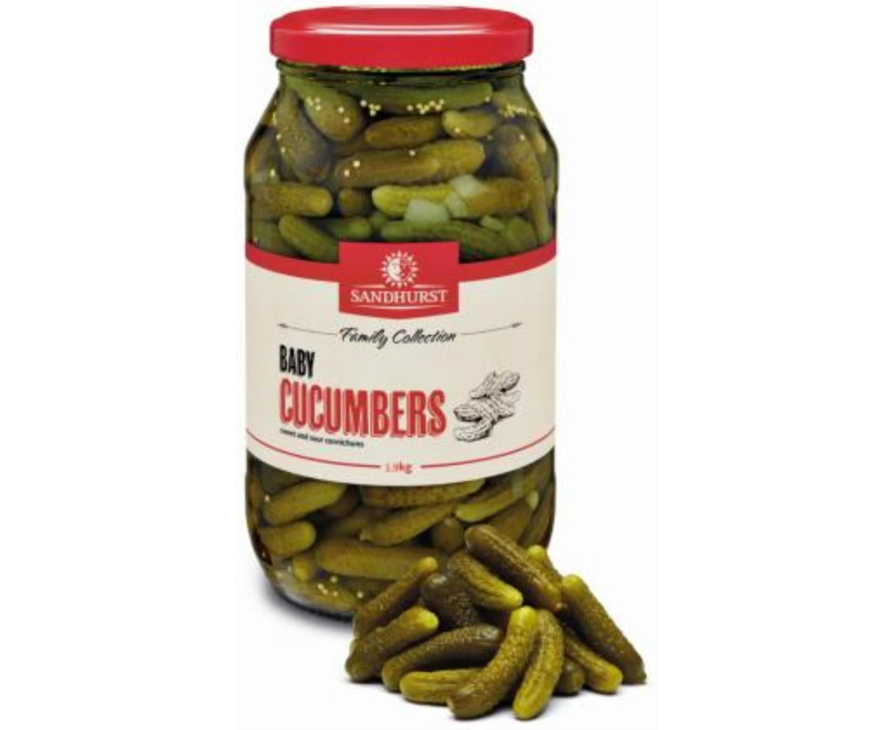 Sandhurst Cornichons Baby Cucumbers 1.9 Kg Jar