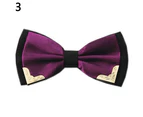 Men Adjustable Bridegroom Tuxedo Wedding Party Metal Decor Bow Tie Bowtie Necktie - Purple