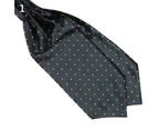 Men's Fashion Smooth Polka Dots Print Ascot Tie Neck Tie Silk Blend Scarf Cravat - Black