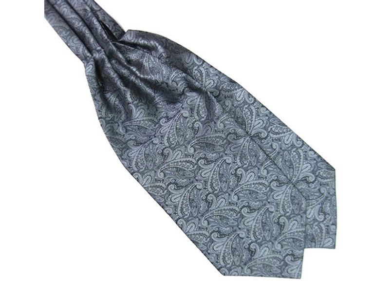 Men's Classic Colorful Silky Satin Wedding Banquet Necktie Cravat Ascot Tie - Grey