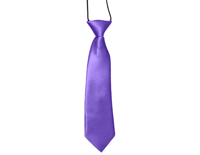 Necktie Breathable Elastic Solid Color Boy Stain Necktie for Wedding - Purple