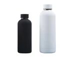 2 Pack Stainless Steel Water Bottle - Thermos Flask - Metal Sports Bottle Black+white 350ml+750ml