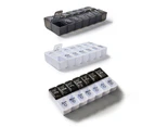 Black White Sorter Organizer Pill Box Tablet Medicine Weekly 7 Day Container Dispenser