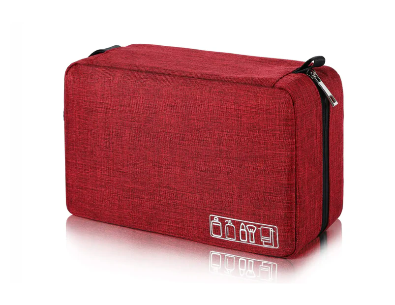 Toiletry Bag With Hanging Hook Water-resistant Travel Cosmetic Bag Red