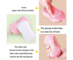 Silicone Bath Scrubber, Double-sided Shower Body Brush With Soft Brush Head & Hard Massage Ball, Exfoliating Silicone Plus Sponge Cleansing Match