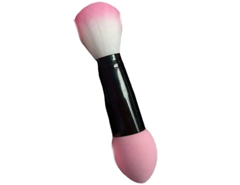 Professional Double Heads Soft Hair Blusher Brush with Sponge Puff Makeup Tool