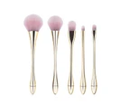5Pcs Cosmetic Brush Beauty Golden Handle Blusher Eyeshadow Powder Brush Makeup Tool--Gold