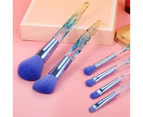 10Pcs Faux Crystal Transparent Diamond Fan-shaped Brushes Women Makeup Tools Set--Blue