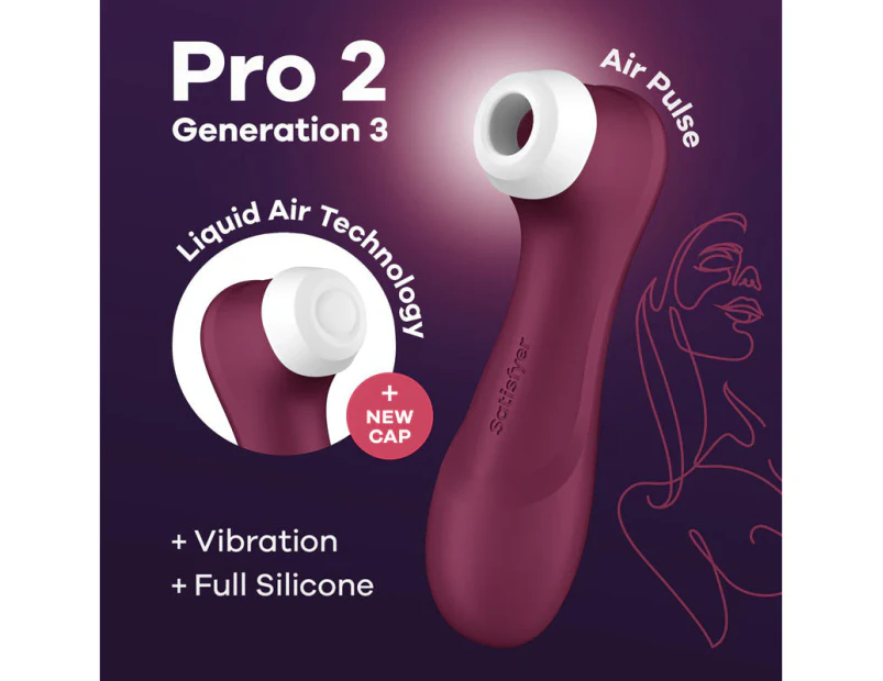 Satisfyer Pro 2 Generation 3 Double Air Pulse Stimulator - Wine Red