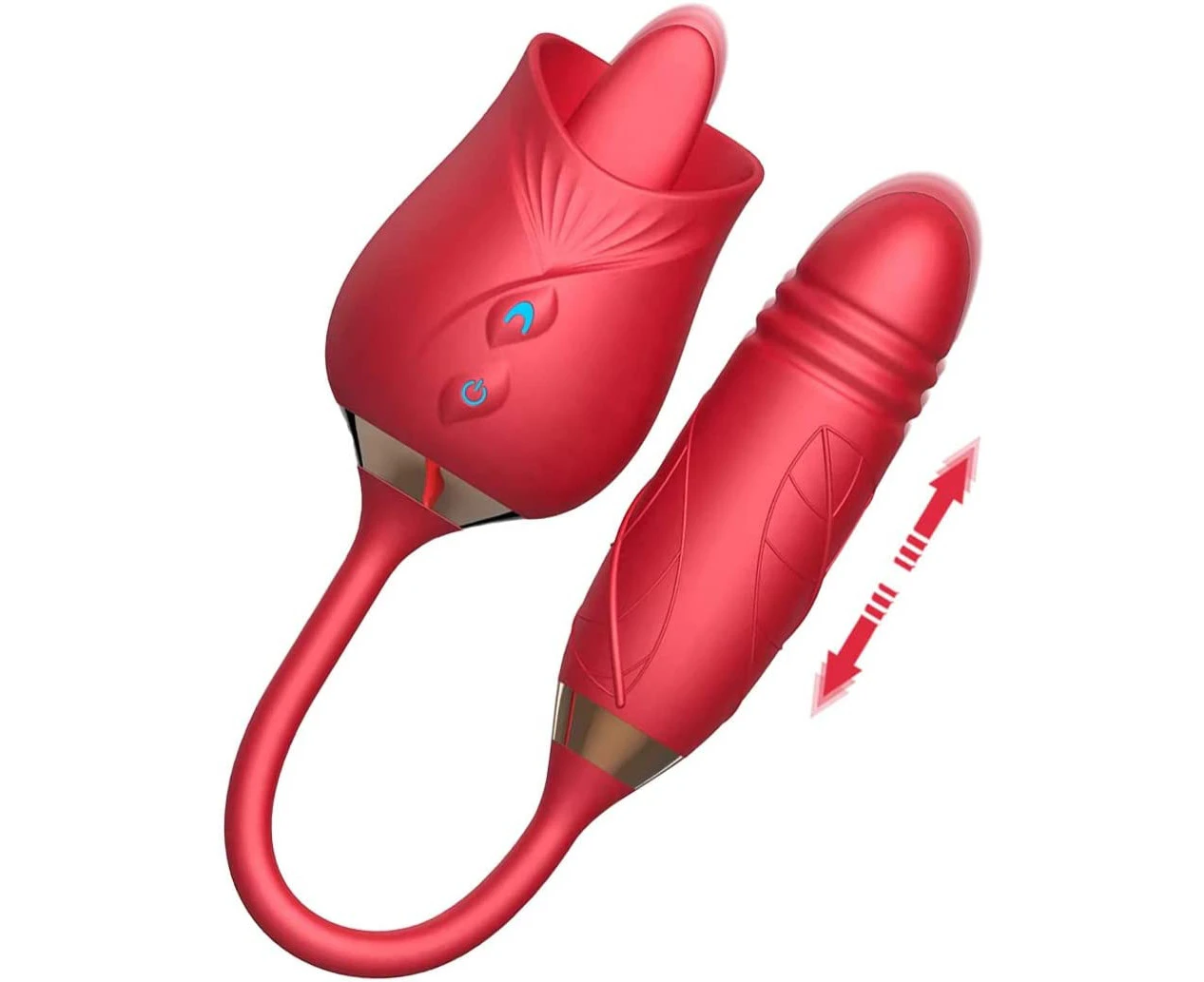 Rechargeable Oral Clit Licking Rose Vibrator G-Spot Telescopic Dildo Adult Sex Toys For Women