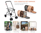 Costway 4-in-1 Double Layer Pet Stroller Folding Pet Crate Dog Travel Cart w/Lockable Wheels&2 Detachable Pet Carrier Bag Beige