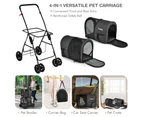 Costway 4-in-1 Double Layer Pet Stroller Folding Pet Crate Dog Travel Cart w/Lockable Wheels&2 Detachable Pet Carrier Bag Black