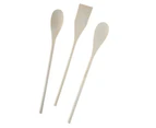 3 Pcs Wooden Kitchen Craft Set Solid Beech Wood Spoons Cooking Utensils - 30cm