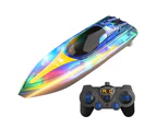 Kids RC Boats with LED Light 2.4GHz 15KM/H Speed Racing Remote Control Ship