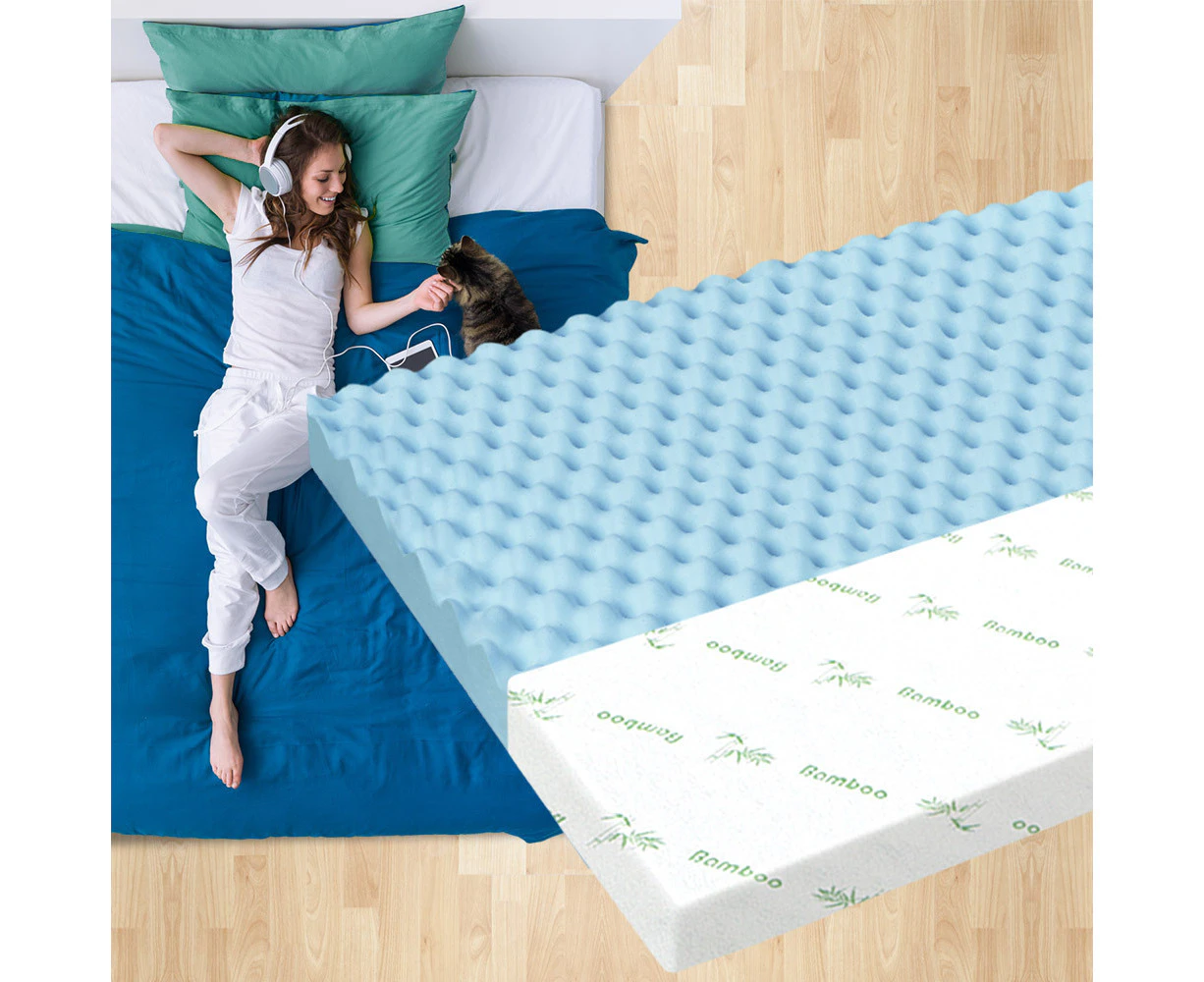 S.E. Memory Foam Topper Airflow Zone Bed Mattress Cool Gel Bamboo Cover 8cm